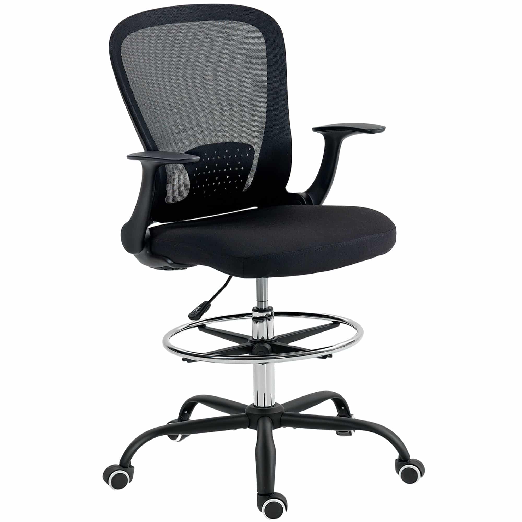 Højdejusterbar kontorstol med justerbar fodring og lændestøtte, 62 x 59 x 119 cm, sort